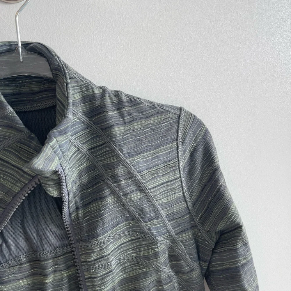 Lululemon Define Striped Green Gray Zip-Up Jacket